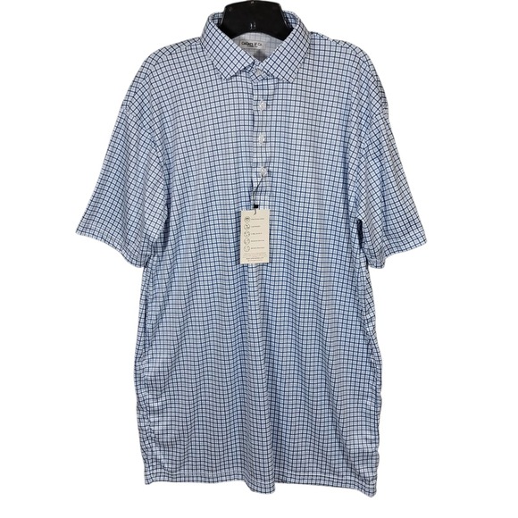 Collars & Co. Other - Collars & Co Men Polo Shirt Large Tall Blue Tattersall Semi Spread Collar Office